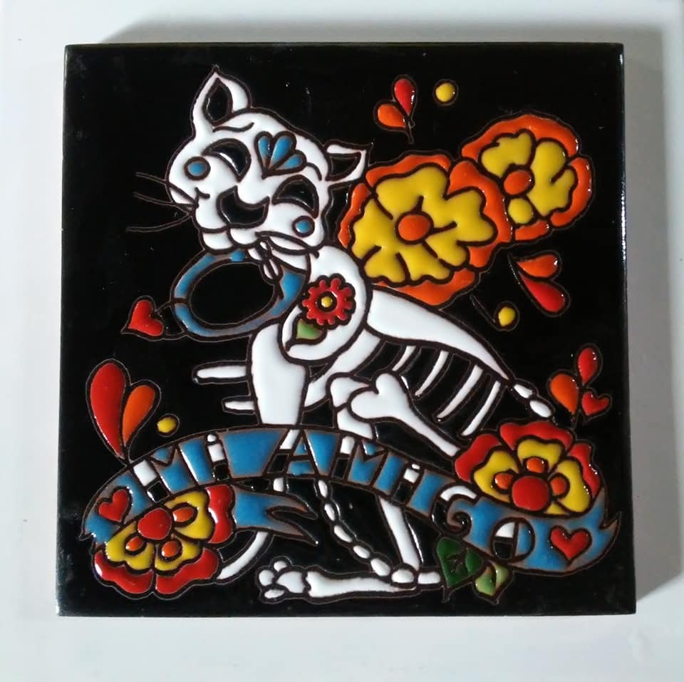 Azulejo Relieve Catrina Gato
