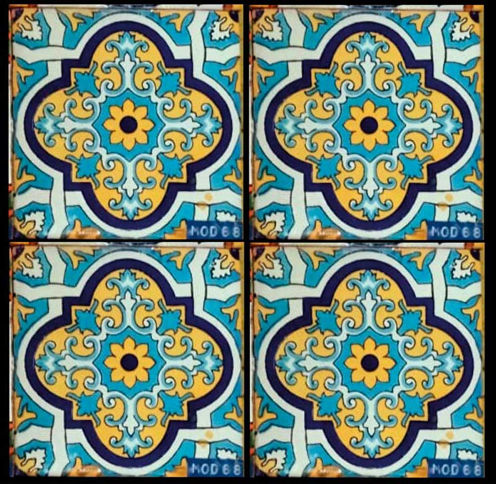Azulejo Talavera Artesanal Decorado modelo 68