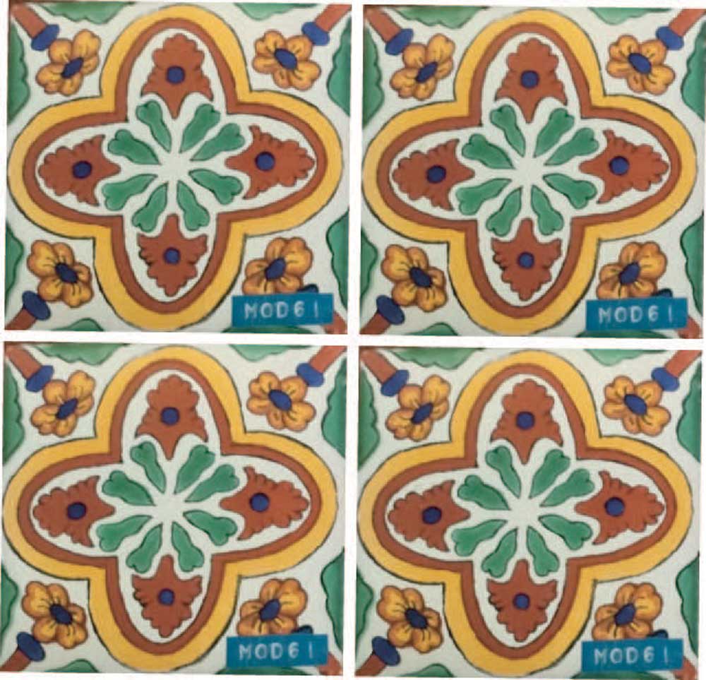 Azulejo Talavera Artesanal Decorado modelo 061