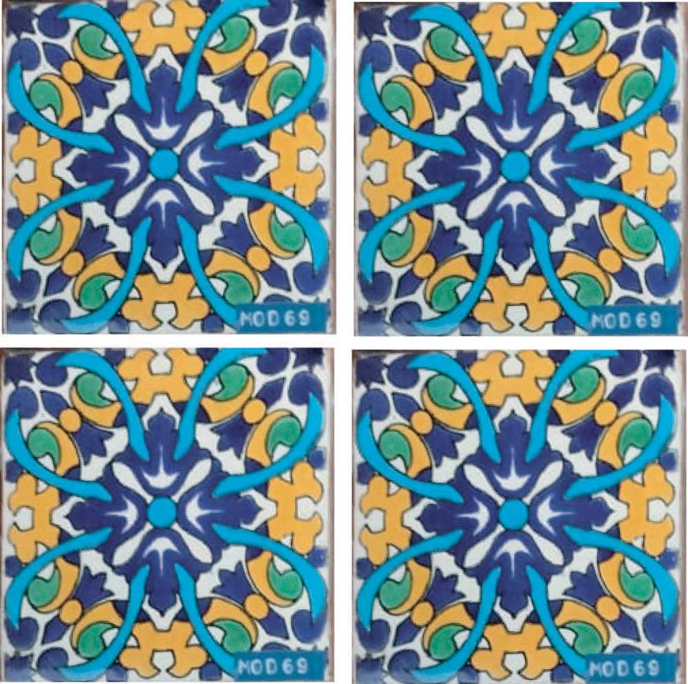 Azulejo Talavera Artesanal Decorado modelo 69