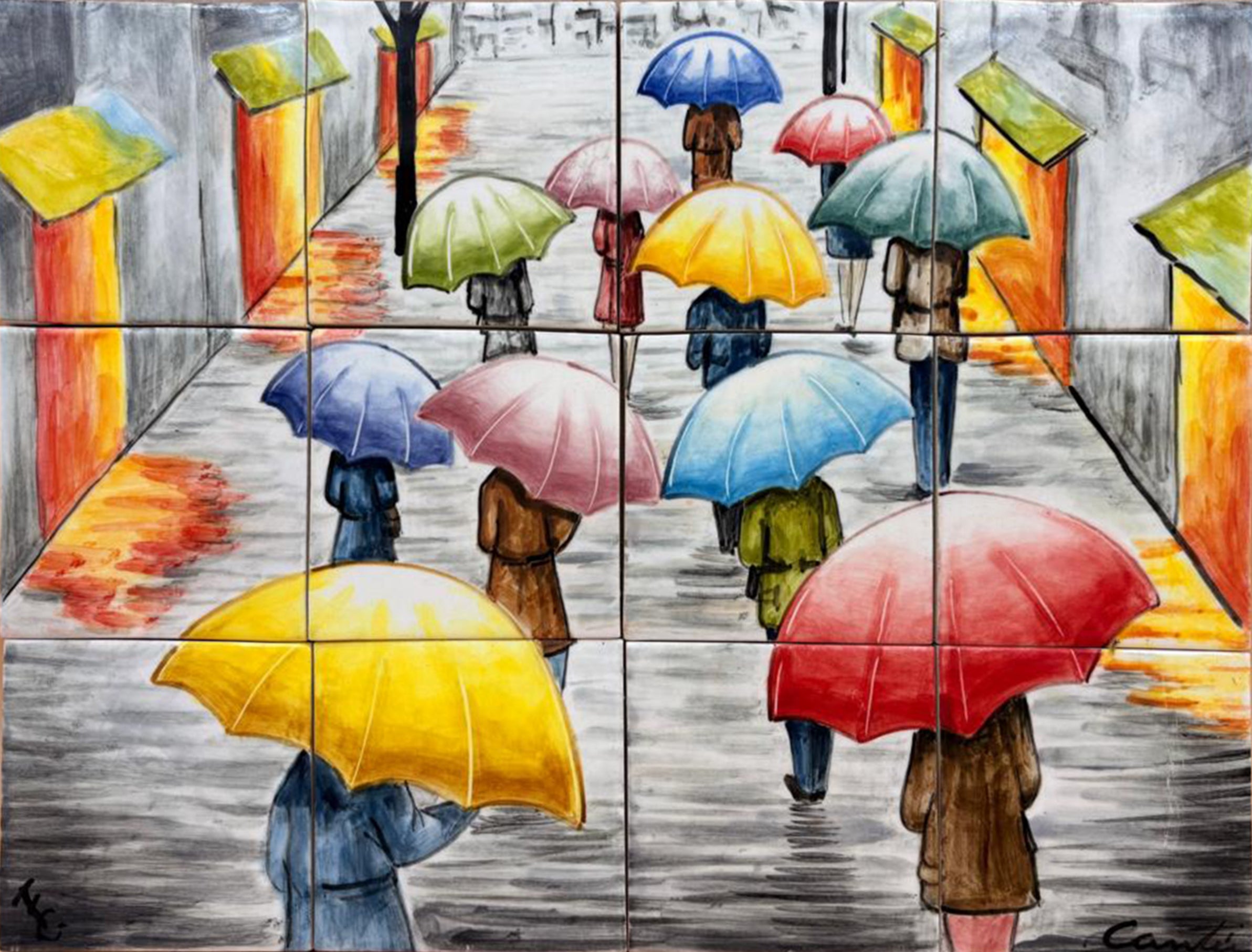 Mural Paraguas de Colores 12 pz