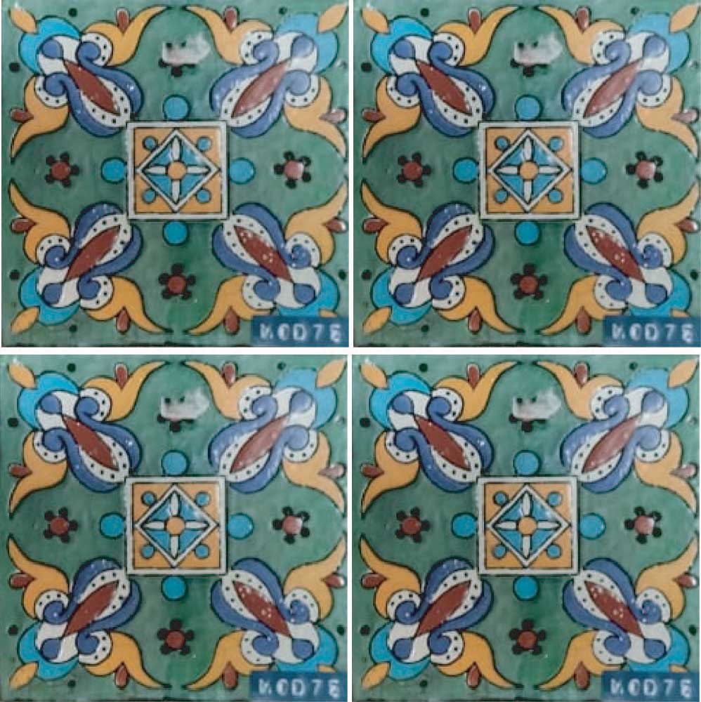 Azulejo Talavera Artesanal Decorado modelo 75