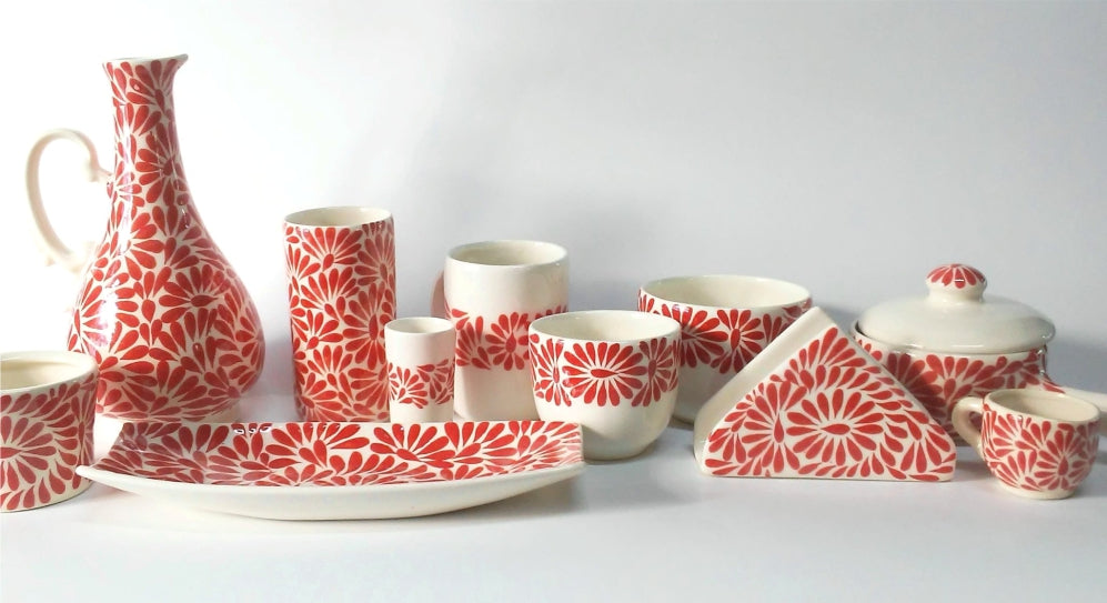 vajilla talavera diseño cantu roja